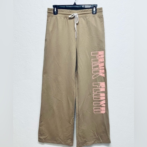 Pink Floyd Pants - Pink Floyd Wide Leg Sweatpants Graphic Tan/Pink